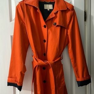 Banana Republic Orange Trench Coat with Belt and Dark Trim